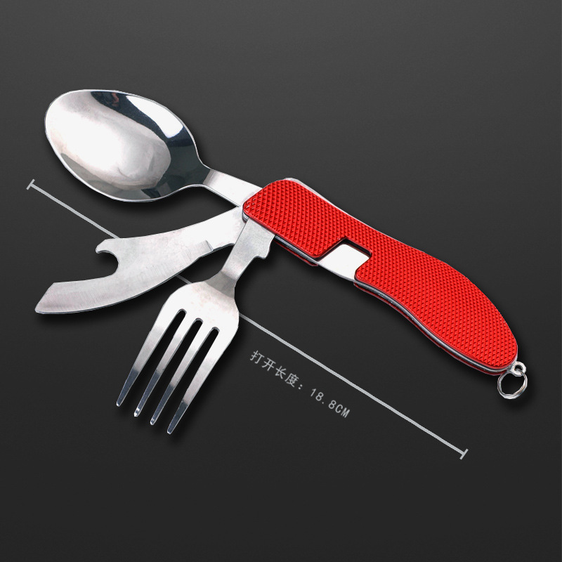Ensemble de coutellerie pliante multifonctions pour l'extérieur comprenant quatre couteaux, fourchettes et cuillères
